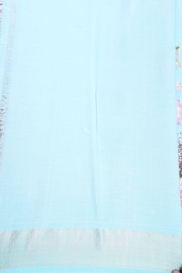 Tussar Silk Saree In Blue With Printed Design