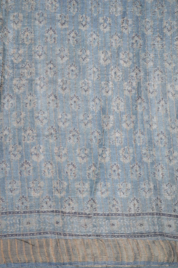 Tussar Silk Saree In Blue With Printed Design