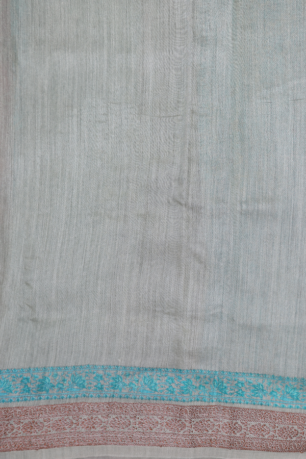 Tussar Silk Saree In Blue With Printed Design