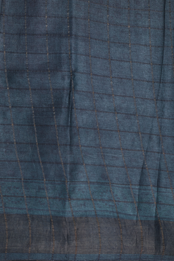 Tussar Silk Saree In Blue With Printed Design