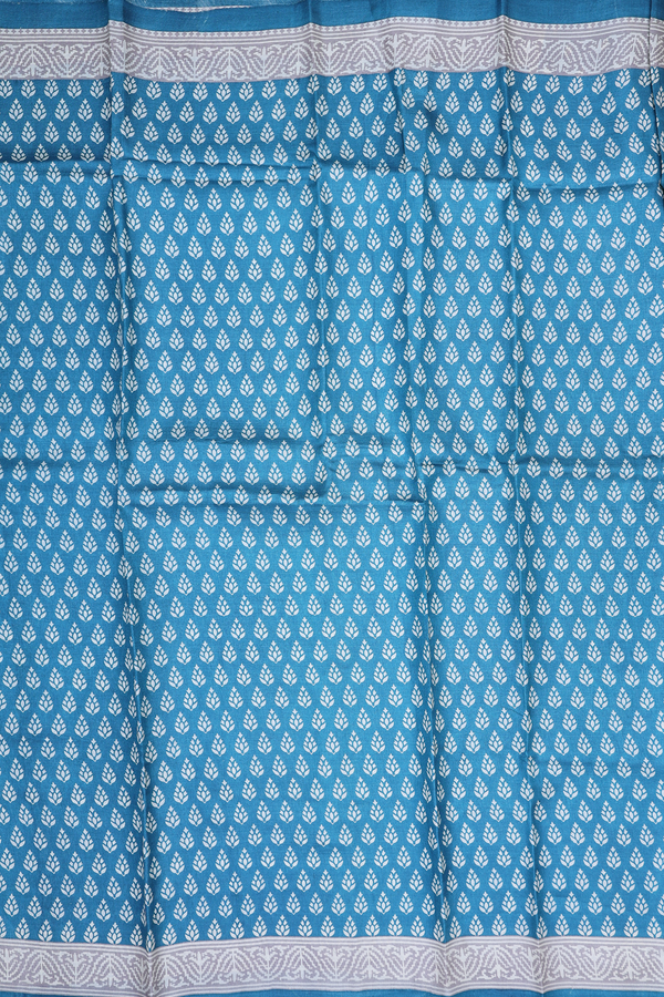 Tussar Silk Saree In Blue With Printed Design