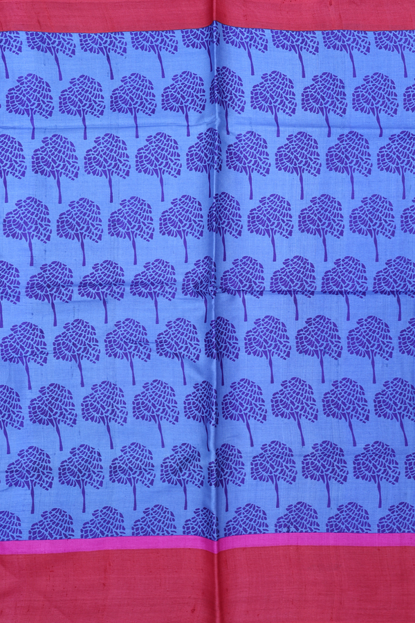 Tussar Silk Saree In Blue With Printed Design