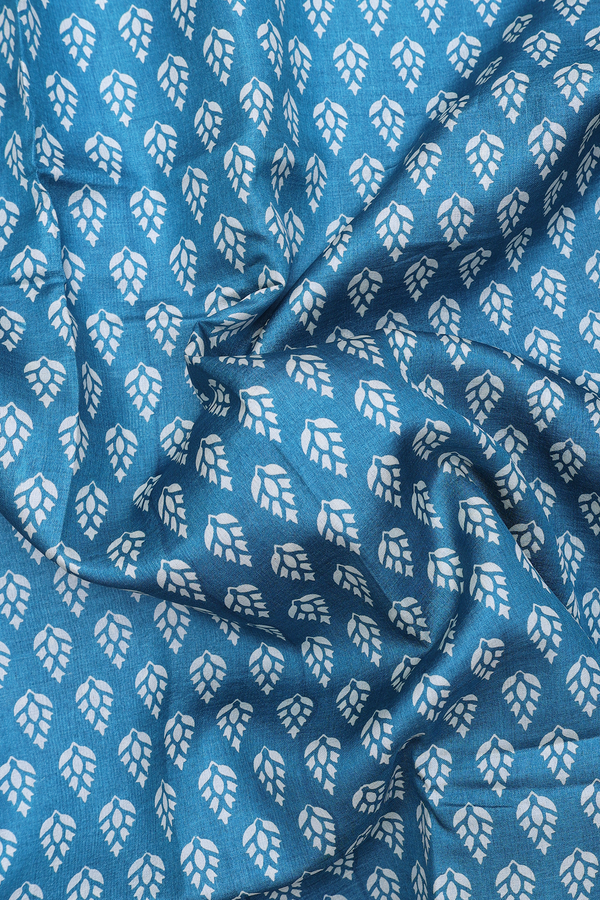 Tussar Silk Saree In Blue With Printed Design