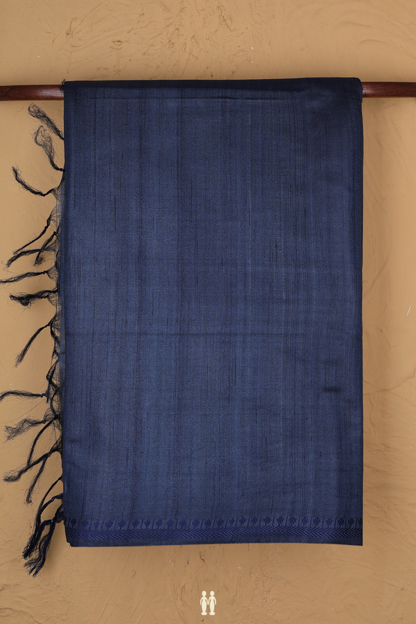 Tussar Silk Saree In Blue With Threadwork Border