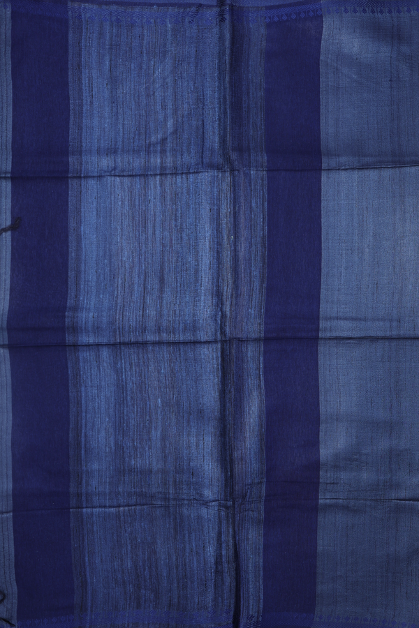 Tussar Silk Saree In Blue With Threadwork Border