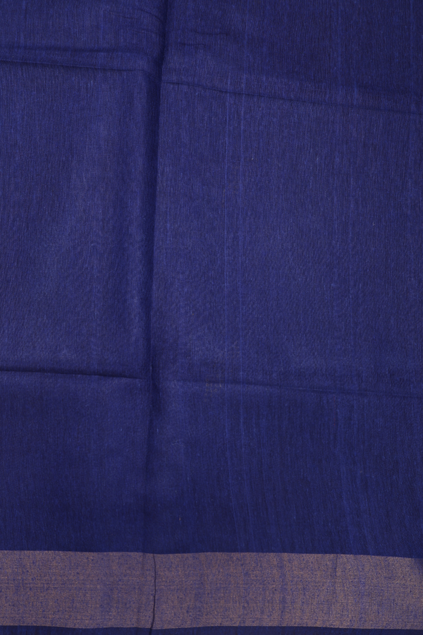 Tussar Silk Saree In Blue With Threadwork Buttas