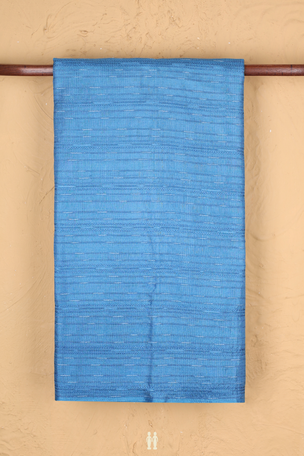 Tussar Silk Saree In Blue With Threadwork Design