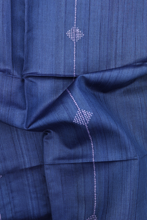 Tussar Silk Saree In Blue With Threadwork Design