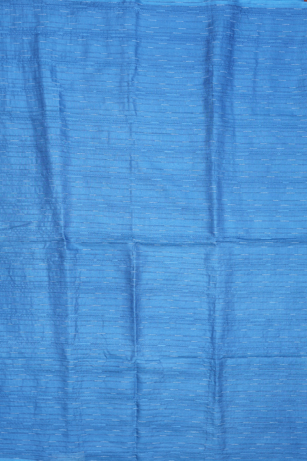 Tussar Silk Saree In Blue With Threadwork Design