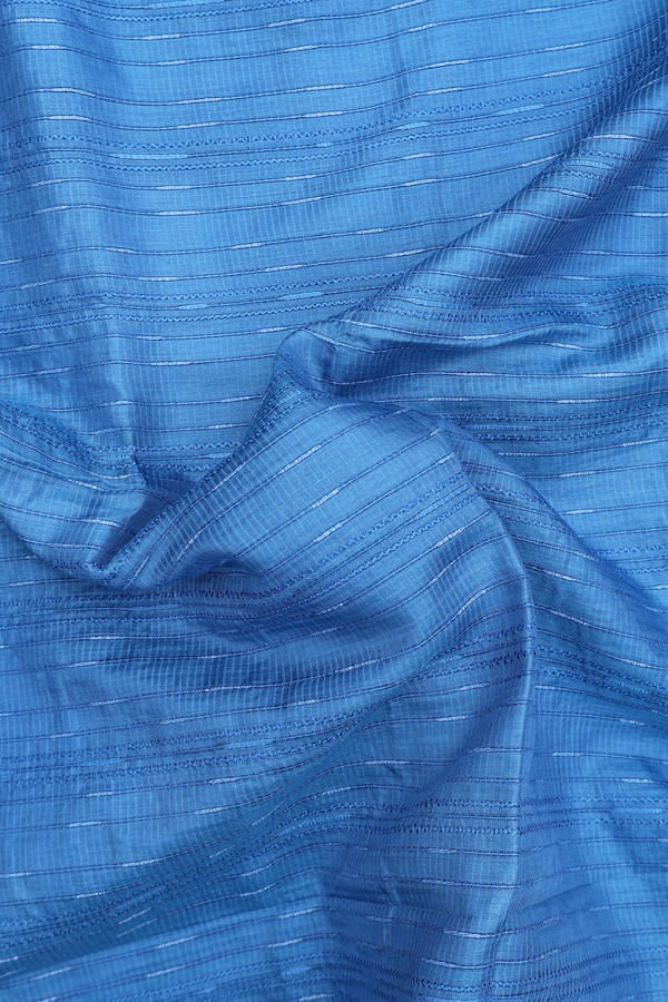 Tussar Silk Saree In Blue With Threadwork Design