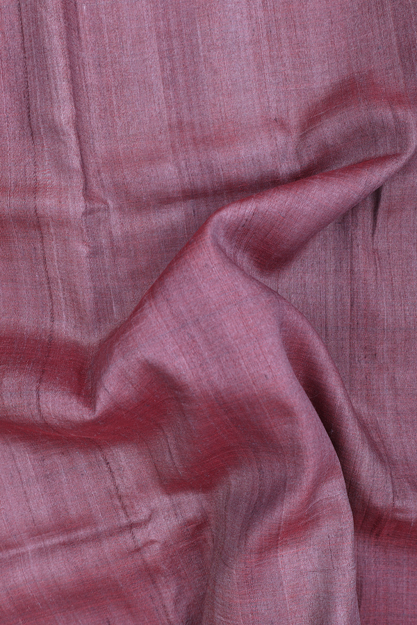 Tussar Silk Saree In Blush Mulberry With Contrast Border