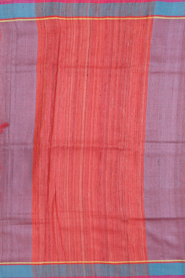 Tussar Silk Saree In Blush Mulberry With Contrast Border