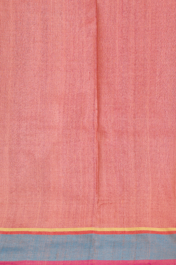 Tussar Silk Saree In Blush Mulberry With Contrast Border