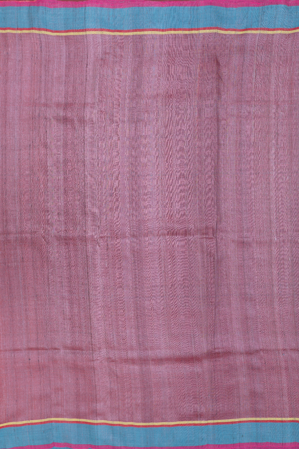 Tussar Silk Saree In Blush Mulberry With Contrast Border