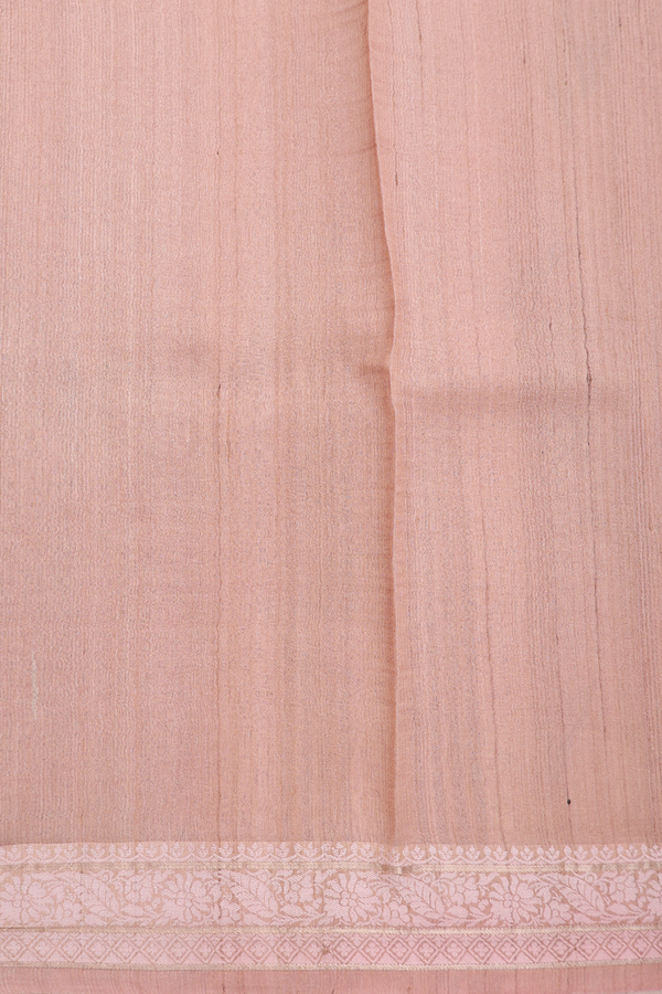 Tussar Silk Saree In Blush Pink With Floral Design