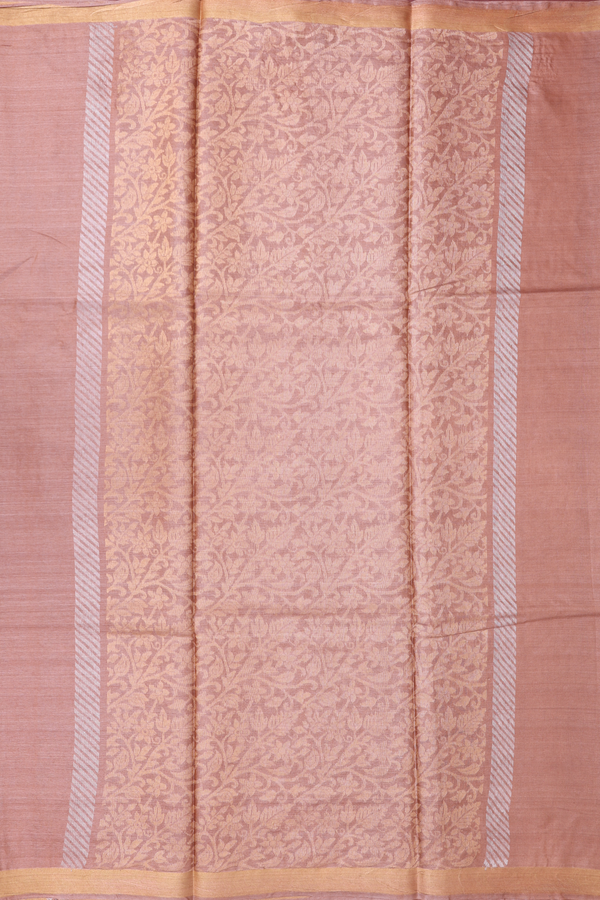 Tussar Silk Saree In Brick Brown With Floral Motifs