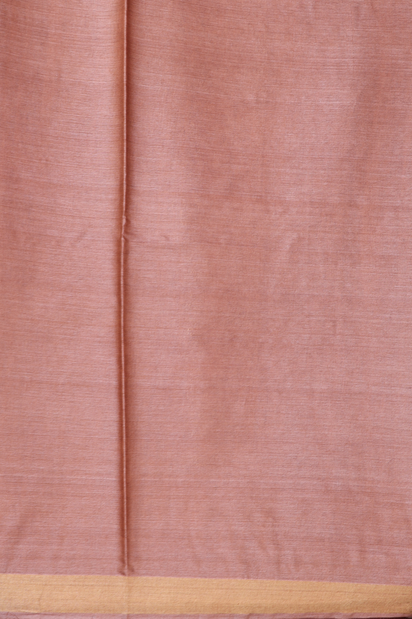 Tussar Silk Saree In Brick Brown With Floral Motifs