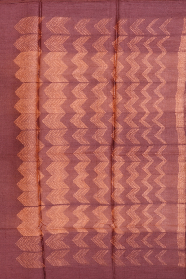 Tussar Silk Saree In Brick Brown With Shibori Design