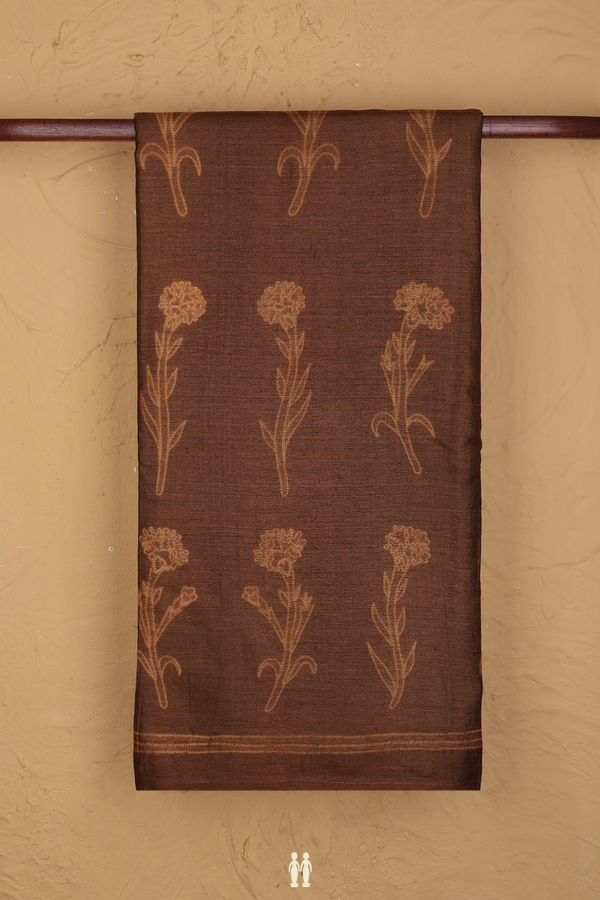 Tussar Silk Saree In Brick Brown With Shibori Design