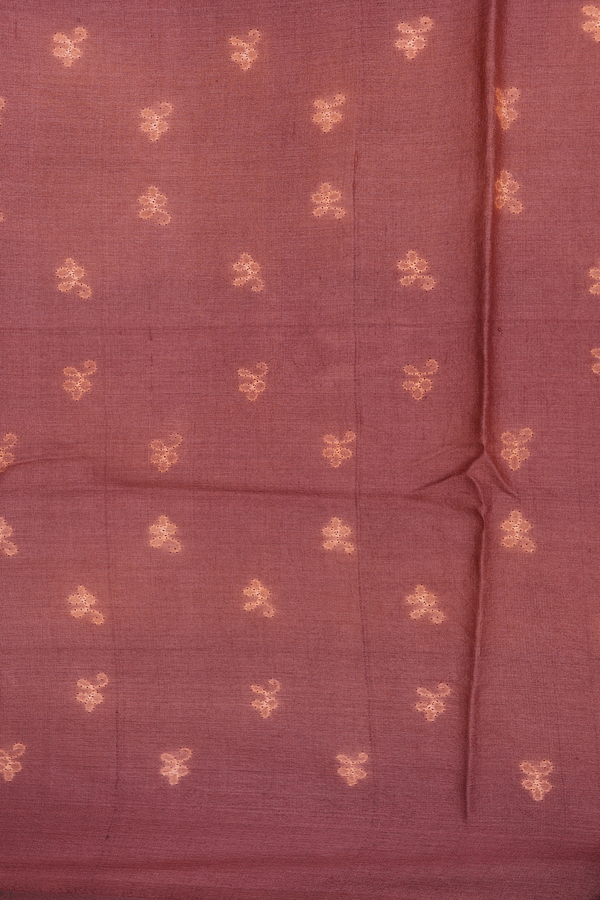 Tussar Silk Saree In Brick Brown With Shibori Design