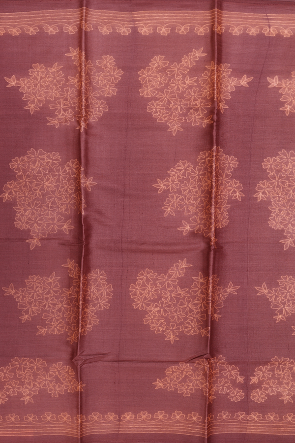 Tussar Silk Saree In Brick Brown With Shibori Design