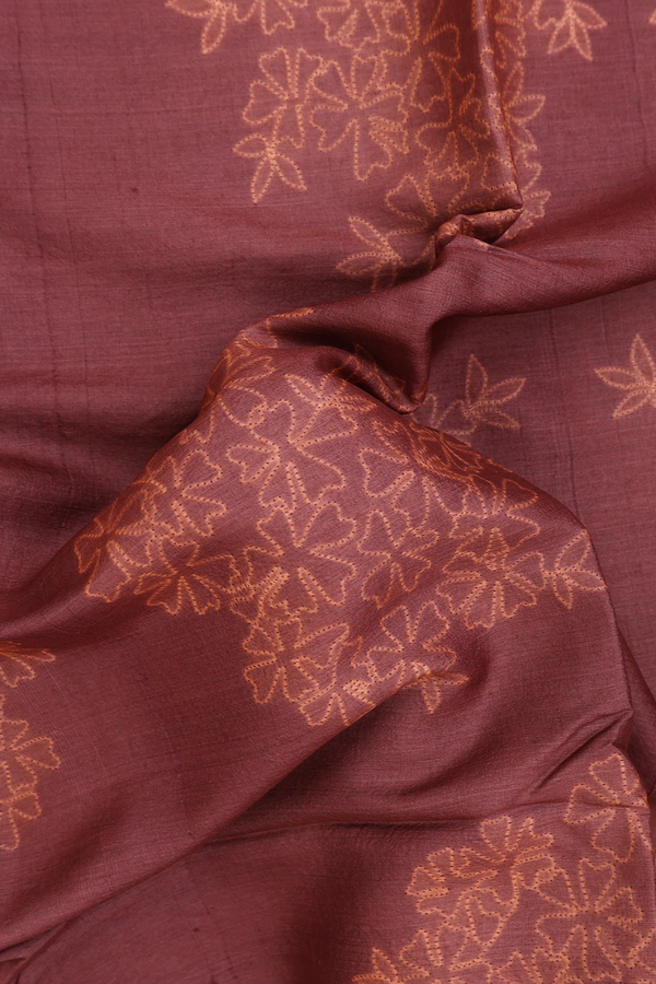 Tussar Silk Saree In Brick Brown With Shibori Design