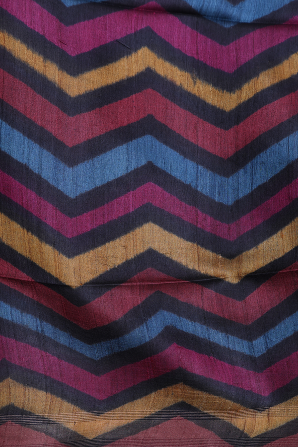 Tussar Silk Saree In Maroon With Stripes Design