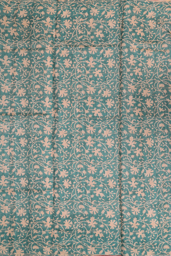 Tussar Silk Saree In Brick Brown With Thilagam Buttas