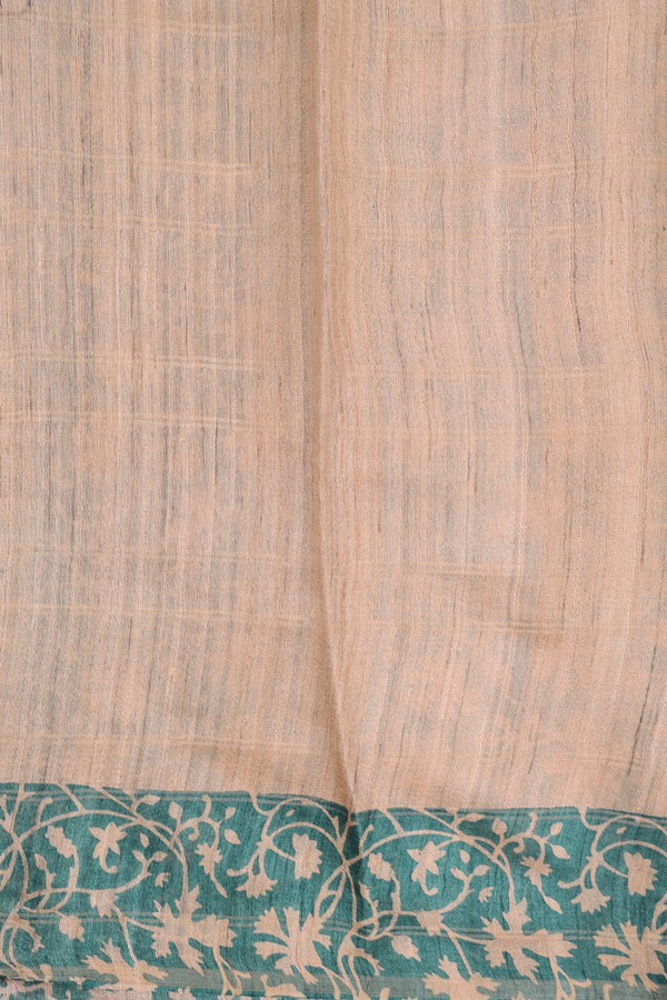 Tussar Silk Saree In Brick Brown With Thilagam Buttas