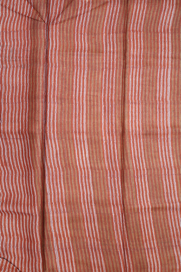 Tussar Silk Saree In Brick Brown With Tree Printed Design