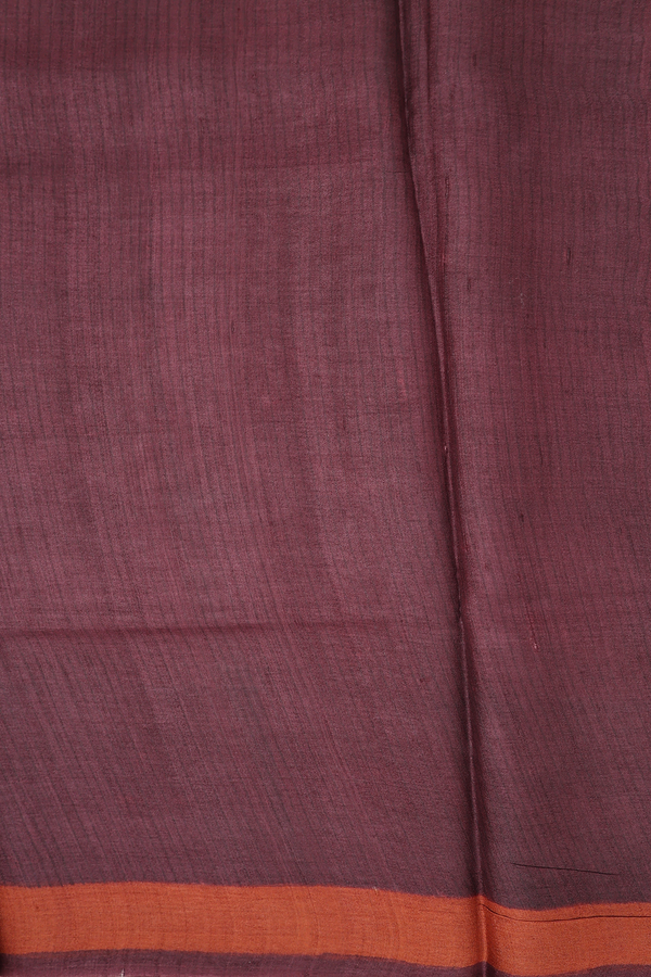 Tussar Silk Saree In Brick Brown With Tree Printed Design