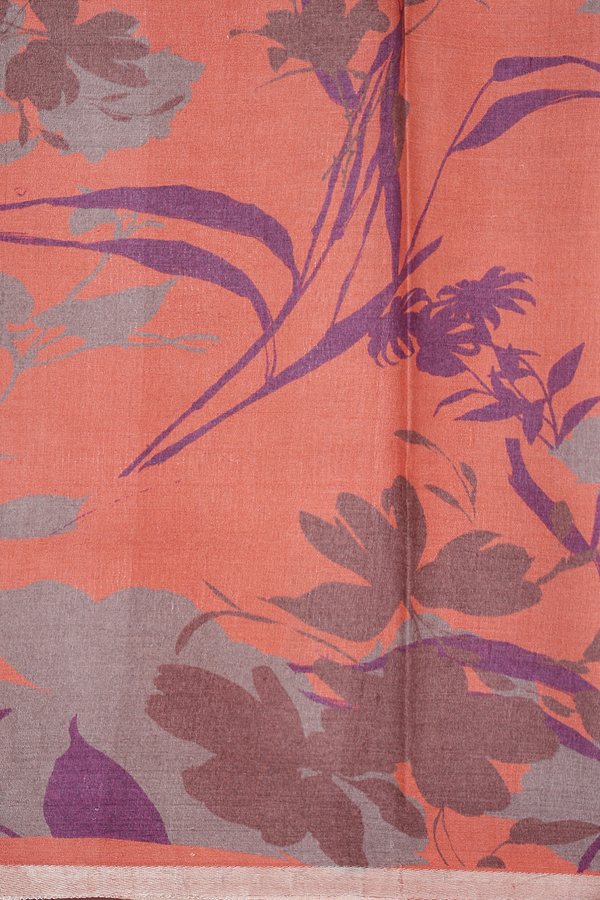 Tussar Silk Saree In Brick Red With Floral Design