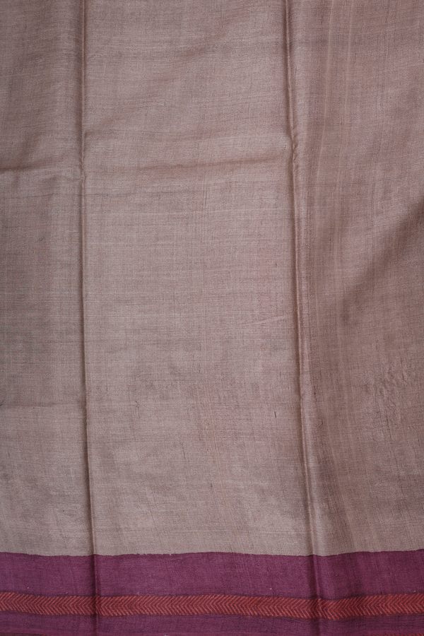 Tussar Silk Saree In Brick Red With Printed Design