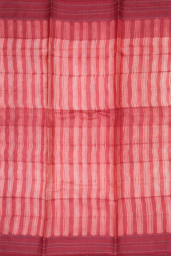 Tussar Silk Saree In Brick Red With Shibori Design