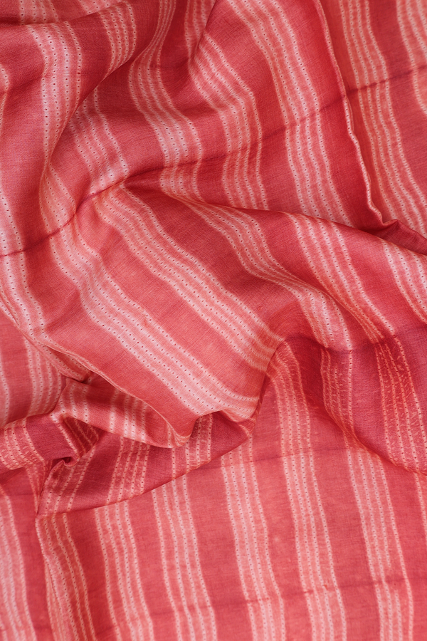 Tussar Silk Saree In Brick Red With Shibori Design