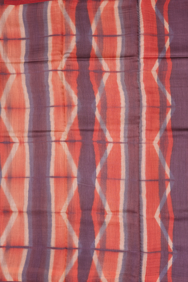 Tussar Silk Saree In Brick Red With Stripes Design