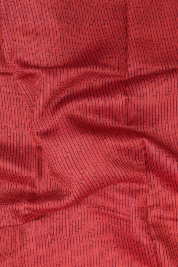Tussar Silk Saree In Brick Red With Stripes Design