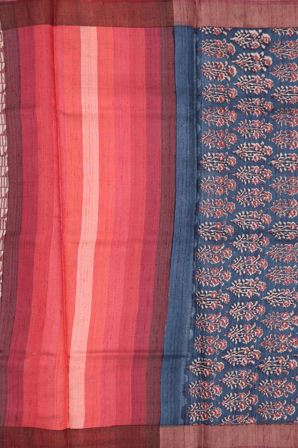 Tussar Silk Saree In Brown And Beige With Checks Design