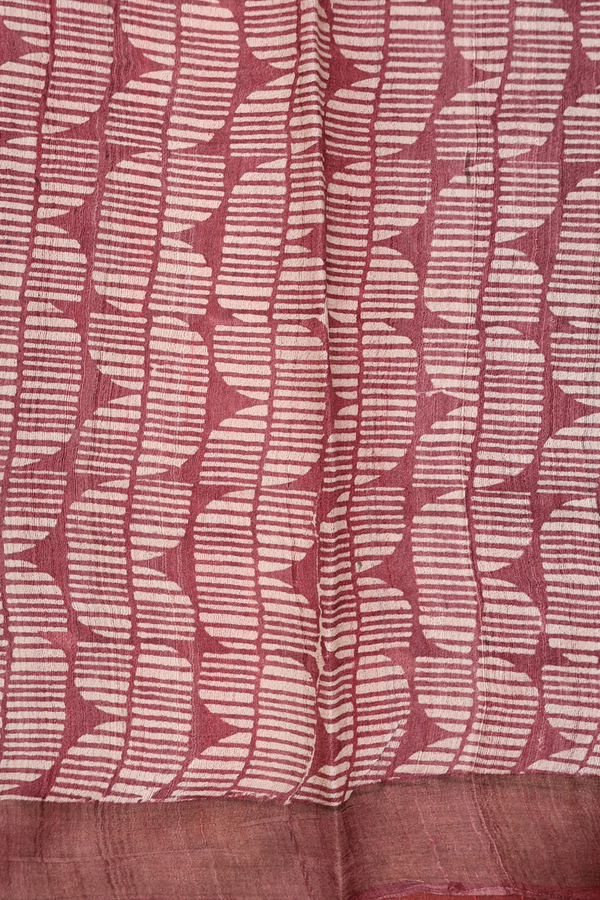Tussar Silk Saree In Brown And Beige With Checks Design