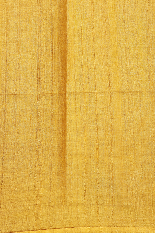 Tussar Silk Saree In Brown And Yellow With Printed Design