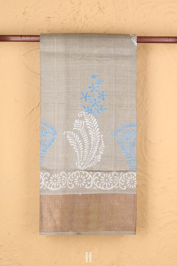 Tussar Silk Saree In Brown With Allover Design