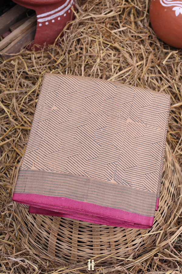 Tussar Silk Saree In Brown With Allover Design