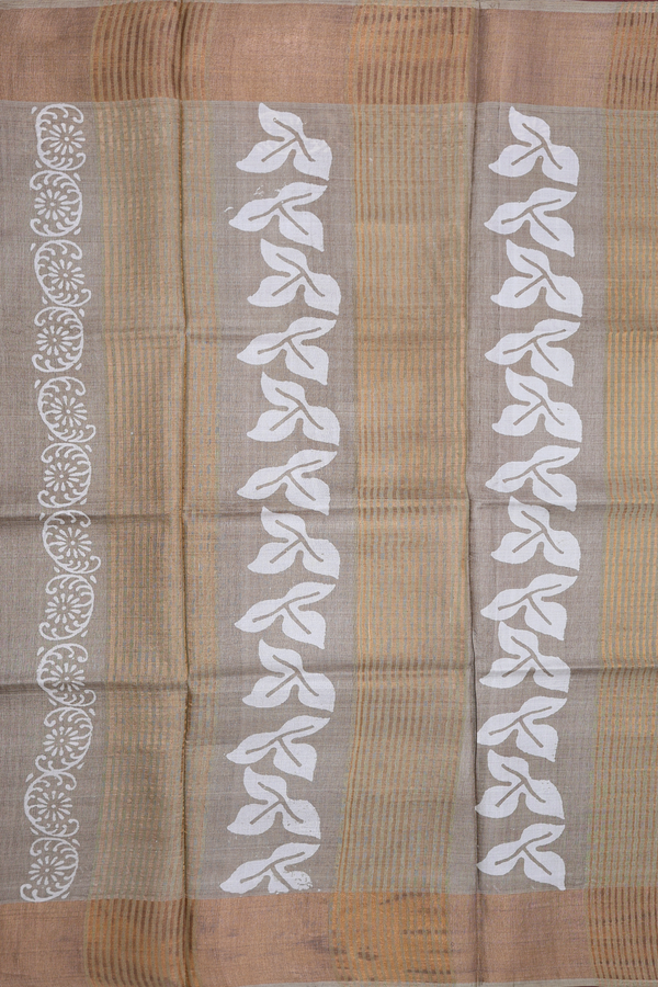 Tussar Silk Saree In Brown With Allover Design