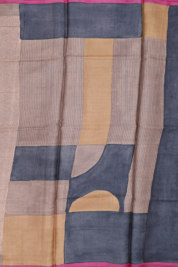 Tussar Silk Saree In Brown With Allover Design