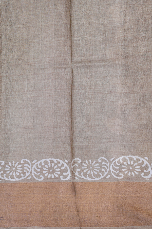 Tussar Silk Saree In Brown With Allover Design
