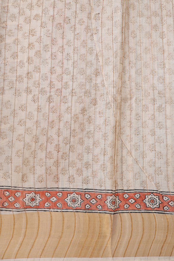 Tussar Silk Saree In Brown With Allover Design