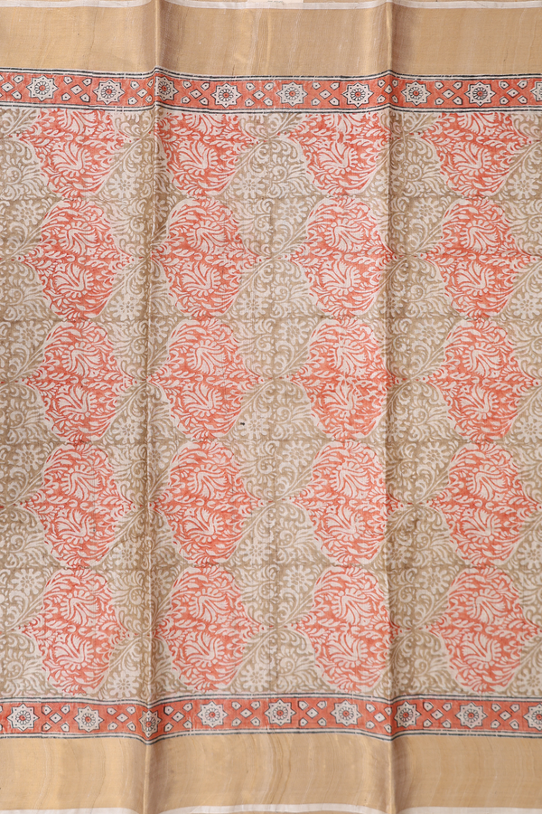 Tussar Silk Saree In Brown With Allover Design