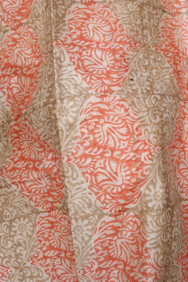 Tussar Silk Saree In Brown With Allover Design
