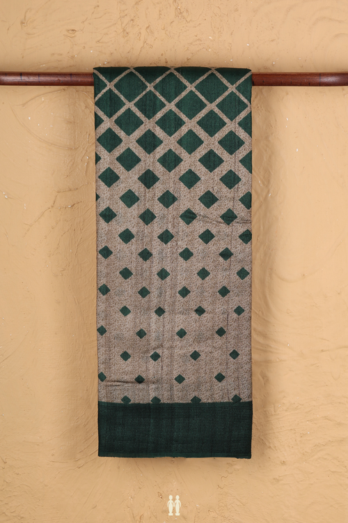 Tussar Silk Saree In Brown With Diamond Design