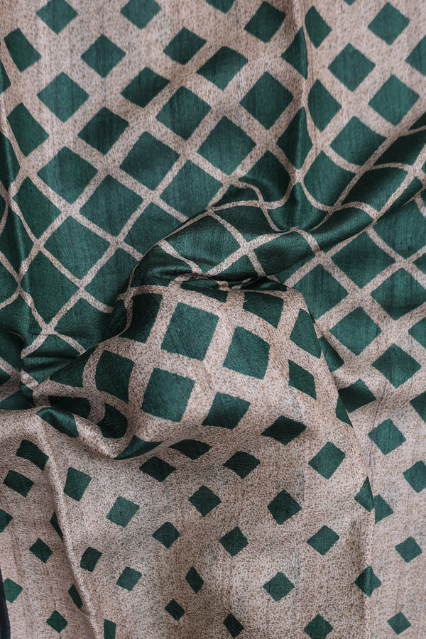 Tussar Silk Saree In Brown With Diamond Design